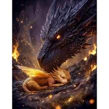 1PC DIY 5D Diamond Painting Kit Flying Dragon Pattern - Round Full Drill Diamond Art Mosaic Craft, Home Wall Decor, Unframed - No Frame - View 1