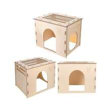 1pc/Set Wooden Rabbit Hideout Castle, Rabbit House And Hiding Spot, Wooden Rabbit Hutch, Suitable For Indoor Rabbits, Hamsters And Guinea Pigs - 30x30 - View 5