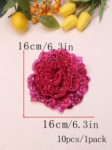 1pc Multi-Color Handmade Embroidered 6-Layer 3D Raised Crystal Rose Flower Patch With Beads, Suitable For Clothing Accessories, DIY Apparel, Wedding Dress Decoration - Multicolor - View 45