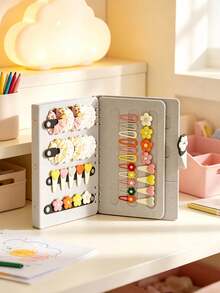 1pc Large Capacity Foldable Storage Box For Hair Accessories - Portable Travel Organizer For Clips, Ribbons And Accessories, Made Of Durable Polyester Material, Simple Design With Multiple Compartments (Accessories Not Included), Suitable For Girls' Room And Baby Items - Multicolor - View 6