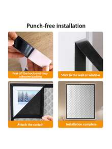 1PC Winter Thickened Thermal Window Curtain, Windproof Draft Blocker, Blackout & Noise-Reducing, Self-Adhesive Drill-Free Installation, Multiple Sizes - Zipper Style - View 5