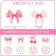 32/8/4PCS Pink Adhesive Patches, No Glue In The Middle, Pre-Cut Bowknot Cherry Elastic Fabric Sensor Covers, For Continuous Glucose Monitoring, Suitable For Freestyle Libre 2 And 3 - View 2