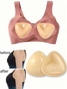 2pcs Triangle Double-Sided Silicone Breast Pads, Reusable Invisible Self-Adhesive Breast Pads, Skin-Friendly Adhesive Shaping Breast Pads, No Extra Tape Needed, Seamless Fit For Low-Cut, Backless And Sheer Outfits, Women's Lingerie Accessories. Includes 30pcs Flower Nipple Covers - Multicolor - View 5