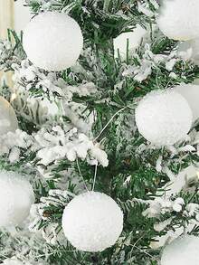 1/12pcs Creative Christmas Snowball Hanging Ornaments, Christmas Tree Hanging Snowball Wedding Ceiling Decoration Pure White Foam Ball Holiday Decor, Christmas Decoration White Foam Christmas Tree Ornament Arrangement - Multi-color - View 7