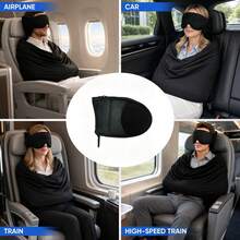 3-In-1 Travel Pillow With Eye Mask, Portable Neck Support Sleep Headband, Vacation And Travel Essential, Comfortable Sleep Support For Airplane, Car, Train Travel - Multicolor - View 8