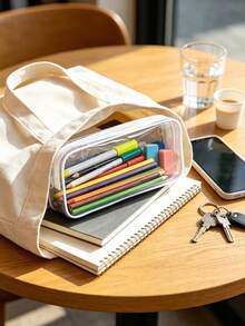 This Simple Transparent Pencil Case Set Features A Transparent Zipper And A Waterproof PVC Cosmetic Storage Bag, Perfect For Summer, Back-To-School, Teacher's Day, Graduation Ceremonies, Birthdays, And Other Occasions. - Multicolor - View 5