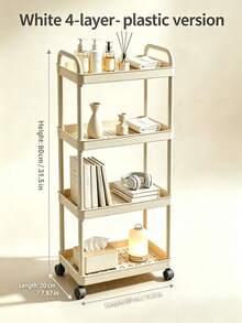 1pc Multifunctional Storage Cart, Movable Gap Bookshelf, Suitable For Living Room, Kitchen, Bedroom, Bathroom And Other Home Use, Cart, Rolling Cart, Camping, Cart With Wheels, Storage Rack - White - View 13