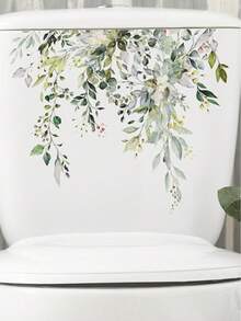 1pc PVC Toilet Lid Decal, Plant Pattern Toilet Stool Commode Sticker For Bathroom, Stickers, Wall Decal, Vinyl Decal For Home Decorations, Spring Decoration Items Refresh - Multicolor - View 5