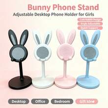 1pc - Cute Rabbit Ear Adjustable Phone Stand, Stable Non-Slip Desktop Phone Holder, Hands-Free Rabbit Shaped Phone Stand Suitable For Office And Bedroom, Ideal Gift For Girls - Phone Stand - View 2