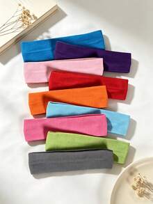 5/10PCS Solid Color High Elasticity Decorative Headbands, Random Color Combination Set, Wide Non-Slip Sports Headbands, Suitable For Sports Wear - Multicolor - View 7