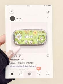 1pc Korean Cartoon Doodle Cat Sticker Mirror Stand, Suitable For Phone Case, Tablet, Desktop Makeup Mirror Decoration - Multicolor - View 11
