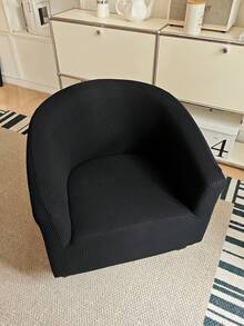 Club Chair Slipcover Elastic Barrel Shaped Chair Cover Soft Stretch Fabric Single Sofa Cover Removable Furniture Protector Living Room Armchair Cover - Black - View 7
