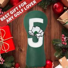1pc Vintage Style Golf Club Head Cover With Number Marking And Exquisite Floral Embroidery, PU Material, Suitable For Driver, Fairway Wood And Hybrid, Protects Club Head From Scratches And Dust, Premium Golf Accessory - Multicolor - View 4