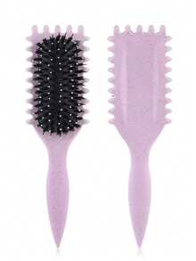 Curly Hair Defining Comb, Wheat Straw Anti-Tangle Styling Comb, Boar Bristle & Nylon Brush Curly Hair Defining Hairbrush, Home & Salon Hair Styling Tool - Multicolor - View 14
