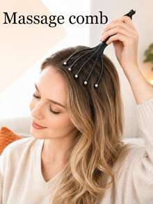 2pcs Head Massager, Portable Handheld SPA Scalp Massage Tool, Suitable For Deep Relaxation And Stress Relief, Can Be Used In Office And Home SPA Areas - Black - View 2