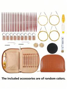 49pcs Aluminum Round Knitting Needle Set With Ergonomic Handles, Storage Box And Accessories, Suitable For Small DIY Projects - Multi-color - View 10