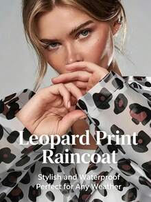 Lightweight Raincoat With Adjustable Hood - All-Season Leopard Print Full Coverage Outerwear, Easy To Clean, Suitable For Outdoor Cycling, Travel And Daily Rainy Weather Wear - Fashionable - Multicolor - View 2