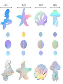 4M Rainbow Theme Birthday Party, Bachelorette Party, And Underwater Theme Party Decorations, Featuring Colorful Mermaid Garland With Jellyfish, Shells, Starfish And Pearls, Suitable For Birthday Party And Home Decor - Other - View 5