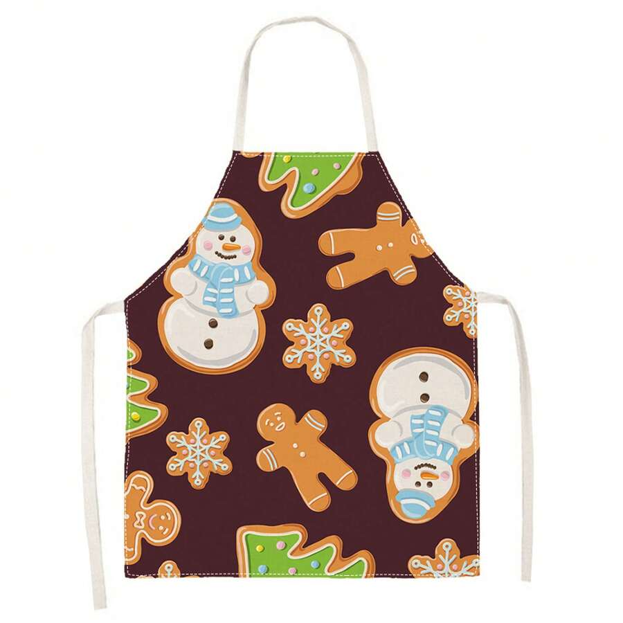 1pc Christmas Santa Claus Pushing Door Gift Print Apron - Sleeveless Design, Durable And Comfortable Fit, Featuring Santa Claus Pushing Door With Exquisite Gift Box And Snowfall Pattern, Suitable For Cooking, Baking And Home Cleaning, Household Cleaning, Housework Apron, Hand-Painted Handmade Gardening Apron, Fun Holiday Gift - Red - View 1