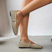1 Pair Outdoor Gold Mesh Spring, Autumn, Summer, Winter Slip-On Mary Jane Women's Fashion Flat Shoes - Gold - View 10
