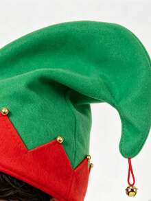 Mũ Noel mới, mũ yêu tinh Noel màu đỏ xanh bằng vải lông xù gắn chuông, phụ kiện đội đầu cho tiệc lễ hội - Mẫu Giáng sinh - Xem 2