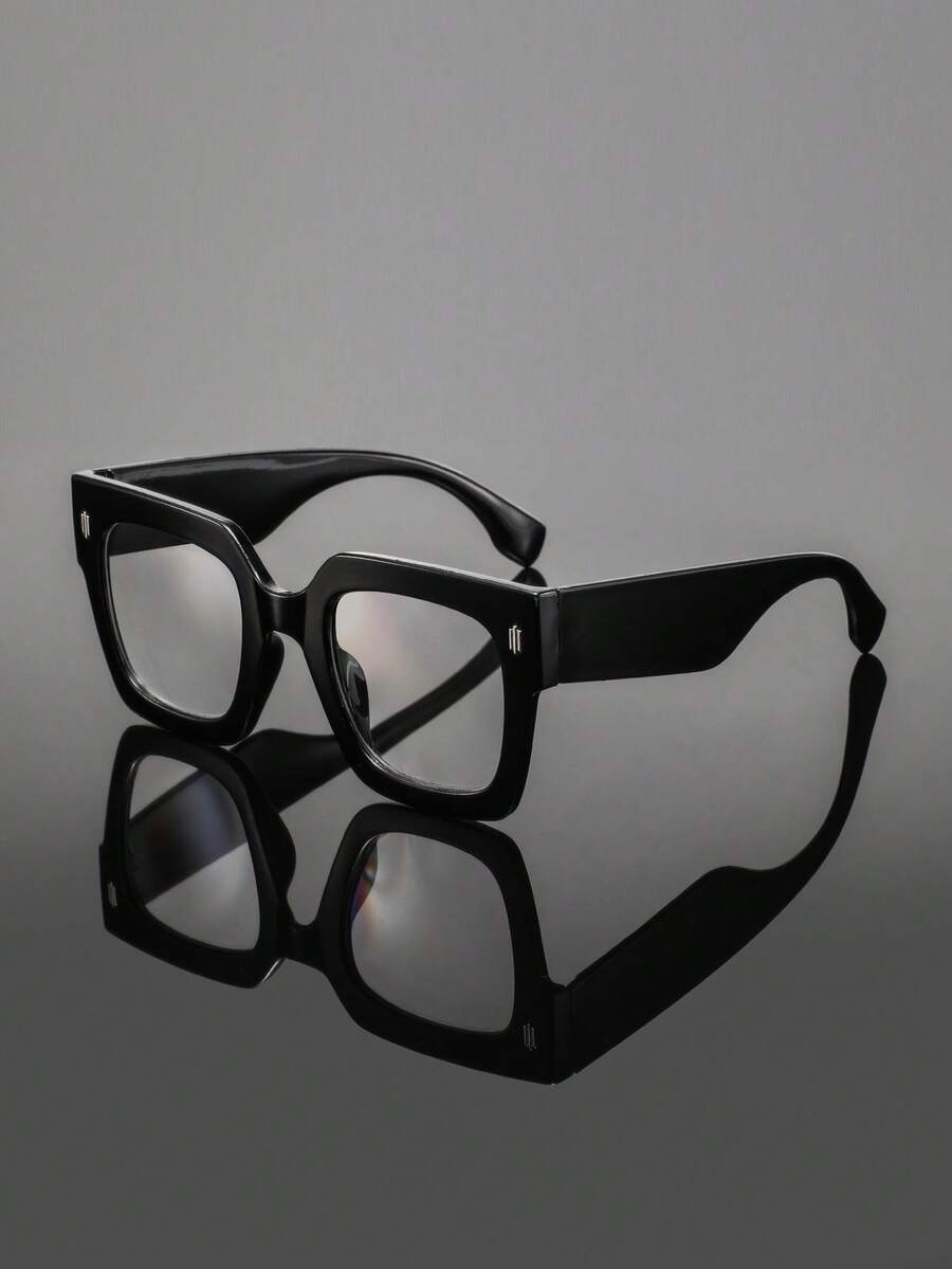 1 Pair Men's Thick Frame Large Square Non-Prescription Glasses, Personalized Bold Minimalist Steady Fashion Eyewear, Suitable For Street Style, Daily Commute, And Gathering With Friends