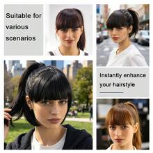 Invisible Thick Straight Bangs, 2-Clip Synthetic Fiber Hair Piece, No Sideburns, Instant Forehead Coverage, Pre-Styled Easy-Clip Bangs, Suitable For Women, No Skill Needed To Create Daily Looks, Halloween Cosplay Styling - Multicolor - View 7