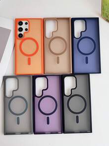 1pc Matte Skin-Feel Magnetic Hard Phone Case For Samsung A27 S26 Ultra A57 - Blue - View 5