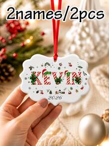 Custom Name Christmas Ornament 2026, Personalized Christmas Tree Hanging Decor, Festive Candy Cane Letter Style, Customized Holiday Ornament, Customizable Name And Year Keepsake, Christmas Home Decoration, Holiday Gift, Christmas Decoration - Style a - View 24