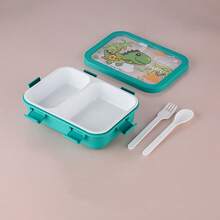 Stainless Steel Bento Lunch Box, 850ml Portable Food Container With Fork And Spoon, Microwave And Refrigerator Available, Unicorn Dinosaur Astronaut Pattern, School Office Picnic Commuting Lunch Box, Reusable Food Storage Box - Multicolor - View 14