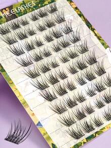Glue-Free Self-Adhesive Single Cluster False Eyelashes, Soft 3D Voluminous Winged Tail Extension For Full Atmosphere - View 4