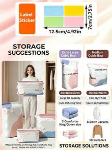 2pcs Vacuum Storage Bags Without Pump, 80% Compression Rate, Extra Large Capacity, 3D Roll-Up Vacuum Sealed Bags, Upgraded Large Capacity Compression Storage Bags, Suitable For Bedding, Clothing, Blankets, Oversized Bedding, Travel Packing Cubes - Multicolor - View 8
