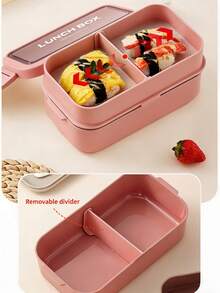 1pc Stackable Bento Box Adult Lunch Box | Suitable For Dining Out, Salad And Snack Storage, Premium Adult Lunch Box Set With Matching Components, Perfect For School, Office, Travel And Picnic, Back To School Essential - Multicolor - View 9
