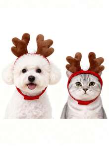 Christmas Reindeer Antlers Pet Headband With Adjustable Hook And Loop Strap; Decorative Accessory For Dogs And Cats. Suitable For Christmas Dress-Up, Holiday Parties, Holiday Pet Photography And Christmas Gifts For Pets. - Multicolor - View 7