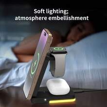 3-In-1 Foldable Wireless Charging Stand With Ambient Light, Portable Travel & Storage, Multi-Device Wireless Charger, Perfect Gift - Multicolor - View 6