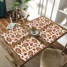 1/4/6pcs Autumn Series Football & Autumn Leaf Pattern Printed Placemats, Heat-Resistant Table Mats For Home Kitchen/Dining Table Protection, Kitchen Table Party Decor - Multicolor - View 9