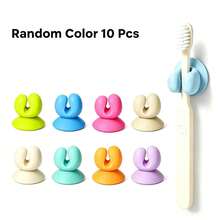 10/6/4/1pc Mini Suction Cup Toothbrush Holders, Random Colors, No-Drill Wall Mount Silicone Toothbrush Storage Clips, Suitable For Mirrors, Tiles, Glass, Dorm & Home Bathroom Storage - Multicolor - View 11