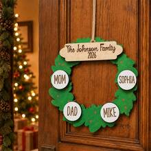 Custom Family Christmas Wreath Ornament, Personalized Family Name Hanging Decor, Rustic Holiday Style, Customized Christmas Tree Decoration, Customizable 2-10 Names Keepsake, Festive Home Decor, 2026 Christmas Gift, Family Gathering Decor, Dad, Mom - Style a - View 5