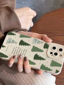 1pc Personalized Christmas Graffiti Christmas Tree Slogan Pattern Beige Eye Full Coverage Anti-Drop Phone Case Compatible With IPhone 16 Pro Max/16/16 Pro/16 Plus/11/15/15 Pro/15 Pro Max/12/13/14 Pro Max/XS/XR/11 Pro/11 Pro Max/12 Pro/12 Pro Max/13 Pro/13 Pro Max/7 Plus/14 Pro/14 Pro Max/14 Plus/7 Plus/8 Plus/8/SE2/12 Mini/13 Mini Soft Shell Anti-Yellowing - Multicolor - View 4