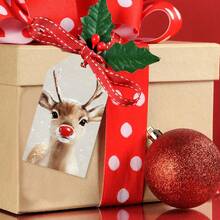 20/50pcs Paper Snow Reindeer Pattern Hanging Gift Tags, Christmas Decoration, Home Christmas Decor, Christmas Gifts, Winter Decoration, Indoor/Outdoor Decoration, Christmas Gift Wrapping Holiday Party Decor Supplies - A - View 3
