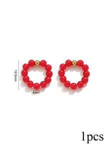 1 Pc Stainless Steel Natural Stone Beads With Elastic Spacer Beads, Bohemian Style, DIY Handmade Jewelry For Women's Everyday And Party Wear - Bead - View 12