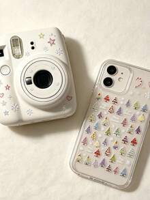 1 set d'autocollants décoratifs esthétiques, style broderie de Noël, sapin de Noël coloré, motif pailleté étoile et cœur, autocollants pour ordinateur portable, décoration d'appareil numérique pour adulte, pour iPad, coque de téléphone, appareil photo, tasse à eau, carte cadeau - FÉV-860 TO-5105 - Voir 5