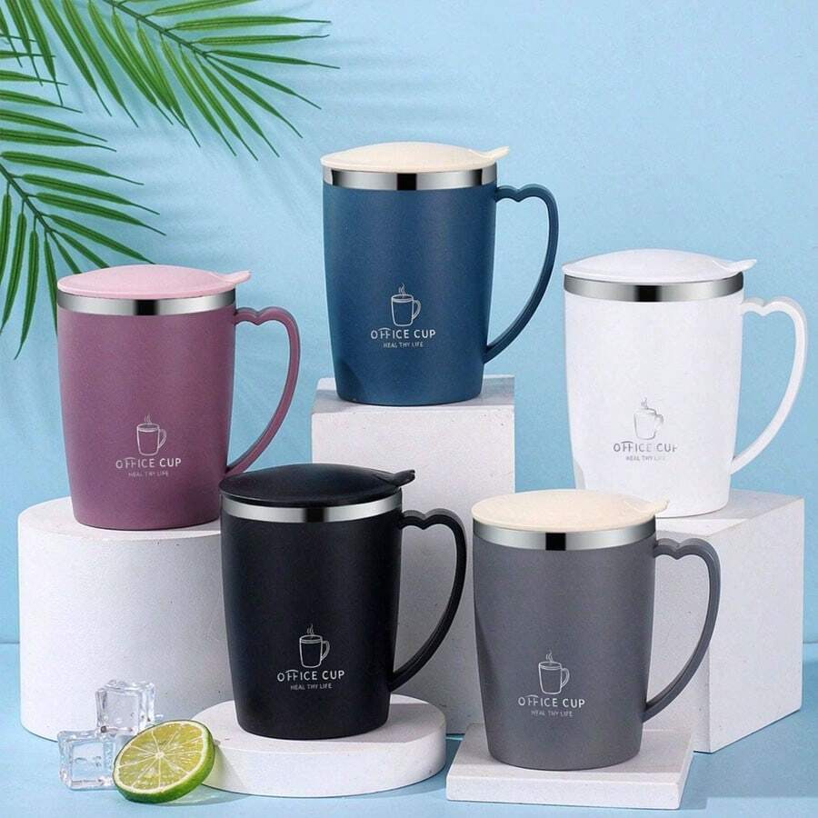1個咖啡馬克杯 便攜牛奶杯 早餐下午茶拿鐵杯 家用辦公咖啡杯 適用於居家、學校、辦公室、旅行使用 - 彩色 - 查看 1