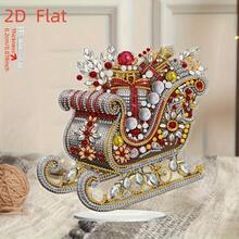 1pc DIY Acrylic Christmas Sleigh Gift Print, Desktop Decor, Handmade Mosaic Sticker, Suitable For Bedroom, Living Room, Study Room Decoration - A - View 6