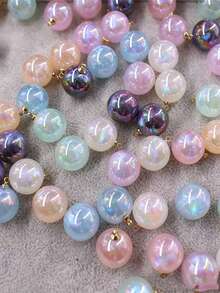 16mm Aurora AB Iridescent Round Resin Pendant Charm With Gold Bail, Mixed Color Ready-To-Use Beads Pendant, DIY Earrings Bracelet Phone Chain Keychain Jewelry Making Accessories - Multicolor - View 2