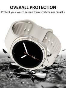 手錶錶帶 + 手錶錶殼套組，相容於 Galaxy Watch9/8 40mm 和 44mm。柔軟舒適休閒運動矽膠錶帶，抗震耐刮亮面水鑽錶殼。易於佩戴，觸控靈敏，適合女性智慧手錶錶帶與錶殼。 - 星光錶帶配鑲鑽錶殼 - 查看 3