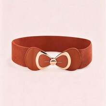 1PC Women Fashion Elastic Decor Waist Belt, Wide Bow Metal Buckle Corset Belt, Gift For Girlfriend For Wedding Banquet Spring Summer Dress Outfit - Bow Knot - View 11