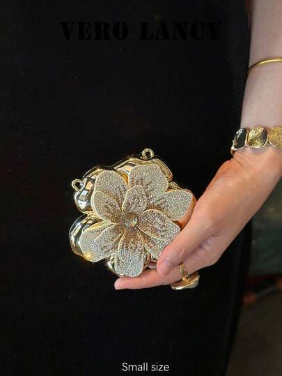 Fashionable Versatile Gentle Floral Design Shoulder Bag, Exquisite Elegant Style, Suitable For Parties And Dinners
