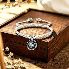 1Pc Vintage Pendant Braided Bracelet Adjustable Boho Nylon Rope Bangle For Women Couple Friendship Beach Jewelry Gift - Sun Black - View 7