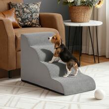Feandrea Dog Stairs, Ramp, 5-Step Embossed Velvet - Grey - View 4